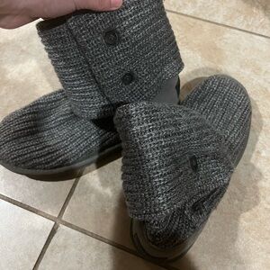 UGG Gray Knit Button Boots